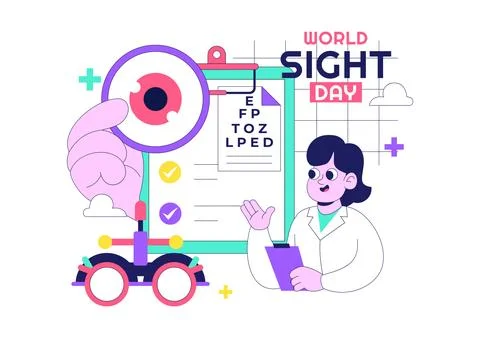 World Sight Day Illustration Featuring Eye Care Awareness, Vision Health, E.. Stock Illustration
