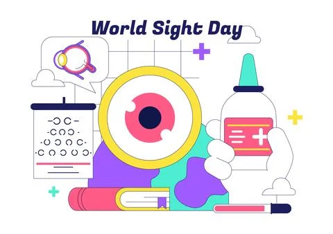 World Sight Day Illustration Featuring Eye Care Awareness, Vision Health, E.. Stock Illustration