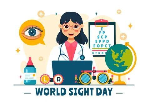 World Sight Day Vector Illustration for 10 October, featuring Vision Inspec.. Stock Illustration