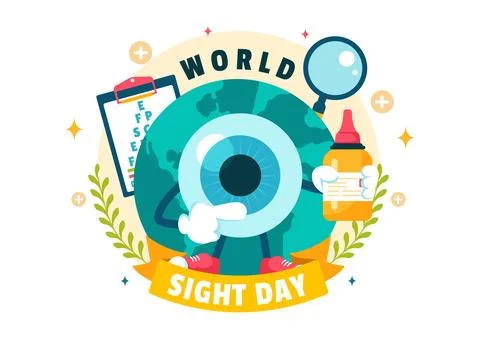 World Sight Day Vector Illustration for 10 October, featuring Vision Inspec.. Stock Illustration