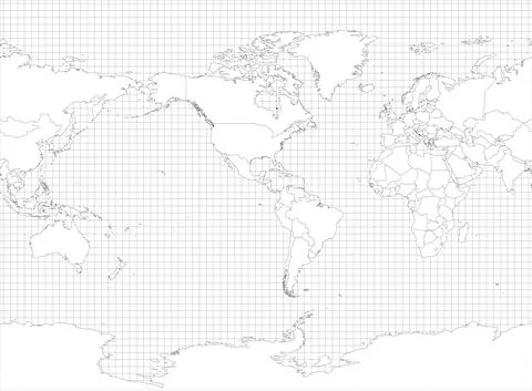 World simple outline blank map Ilustração Stock