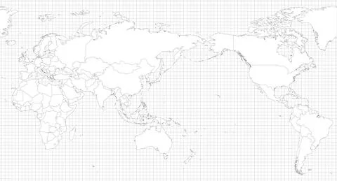 World simple outline blank map Illustrazione stock
