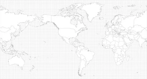 World simple outline blank map Ilustração Stock