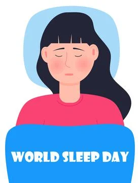 World sleep day concept vector. Beautiful woman is sleeping in bed. Sweet dre Stock-Illustration