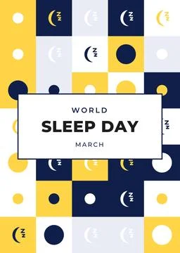 World Sleep Day geometric block poster, March Illustrazione stock