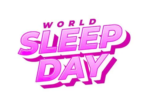 World sleep day text in bright pink 3d style Stock Illustration