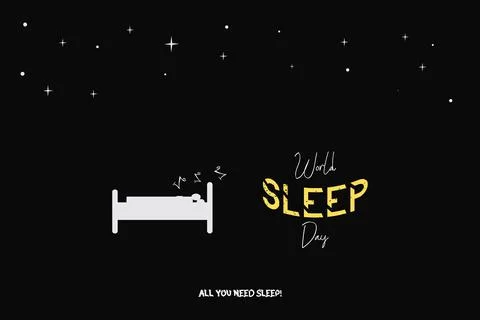 World Sleep Day Vector Design Illustration. Typography and bed vector Illustrazione stock