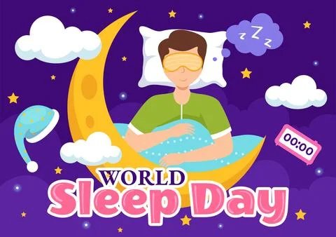 World Sleep Day Vector Illustration on March 15 with People Sleeping, Cloud.. Stock Illustration