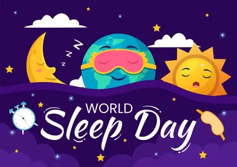 World Sleep Day Vector Illustration on March 15 with People Sleeping, Cloud.. Stock Illustration