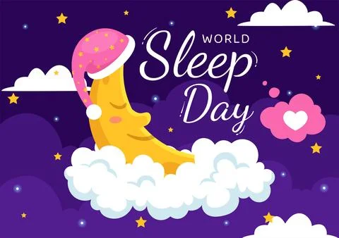 World Sleep Day Vector Illustration on March 15 with People Sleeping, Cloud.. Stock Illustration