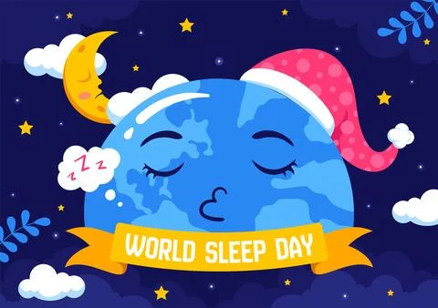 World Sleep Day Vector Illustration on March 14, Featuring People Sleeping,.. Stock Illustration