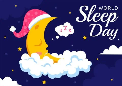 World Sleep Day Vector Illustration on March 14, Featuring People Sleeping,.. Stock Illustration