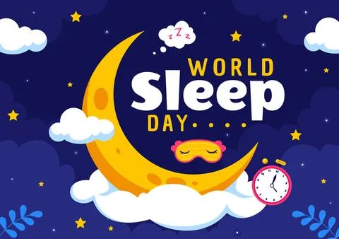 World Sleep Day Vector Illustration on March 14, Featuring People Sleeping,.. Stock Illustration