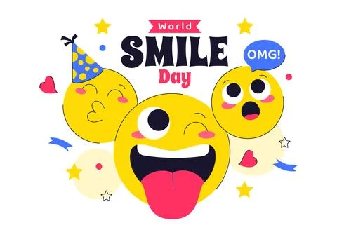 World Smile Day Celebration Vector Illustration Featuring a Smiling Icon, J.. Stock Illustration