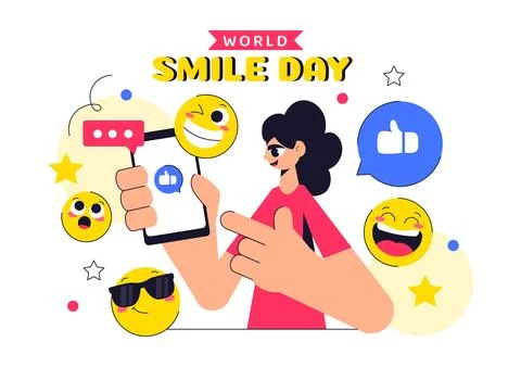 World Smile Day Celebration Vector Illustration Featuring a Smiling Icon, J.. Stock Illustration
