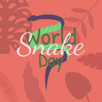 World snake day illustration. Vector hand drawn illustration with snake, jungle イラスト素材