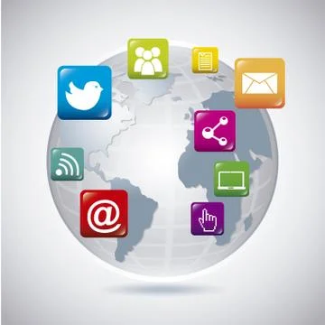 World social network over gray background vector illustration Stock Illustration