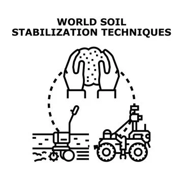 World soil stabilization techniques concept illustrating ground engineering Stock Illustration