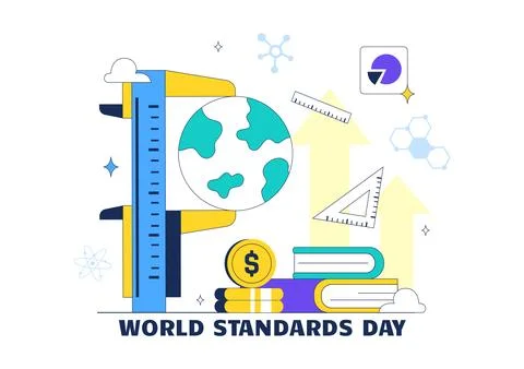World Standards Day Illustration Featuring Global Quality Assurance, Certif.. Stock Illustration