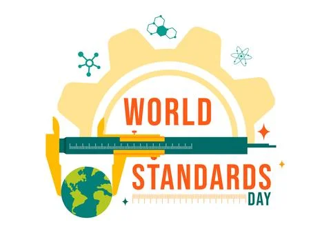 World Standards Day Vector Illustration on October 14 featuring a Globe, St.. Illustrazione stock