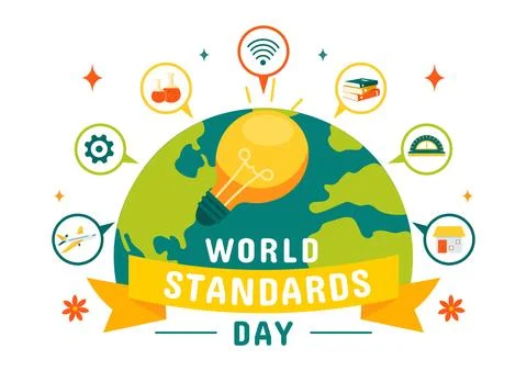 World Standards Day Vector Illustration on October 14 featuring a Globe, St.. 스톡 일러스트