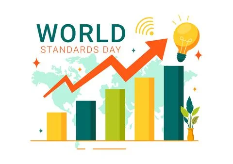World Standards Day Vector Illustration on October 14 featuring a Globe, St.. Illustrazione stock