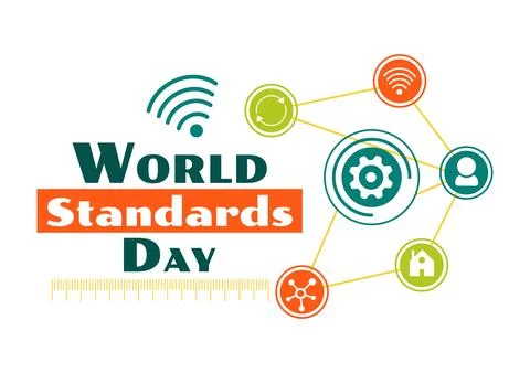 World Standards Day Vector Illustration on October 14 featuring a Globe, St.. Illustrazione stock