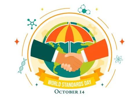 World Standards Day Vector Illustration on October 14 featuring a Globe, St.. Illustrazione stock