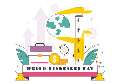 World Standards Day Vector Illustration on October 14 featuring a Globe, St.. 스톡 일러스트