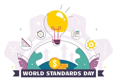 World Standards Day Vector Illustration on October 14 featuring a Globe, St.. 스톡 일러스트