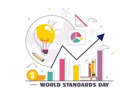 World Standards Day Vector Illustration on October 14 featuring a Globe, St.. 스톡 일러스트