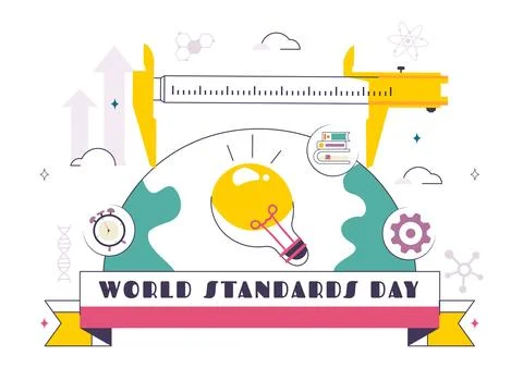 World Standards Day Vector Illustration on October 14 featuring a Globe, St.. 스톡 일러스트