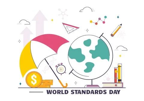 World Standards Day Vector Illustration on October 14 featuring a Globe, St.. 스톡 일러스트