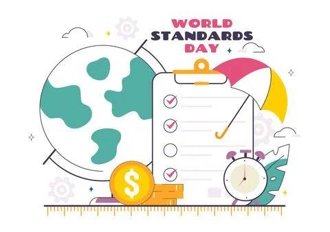 World Standards Day Vector Illustration on October 14 featuring a Globe, St.. 스톡 일러스트