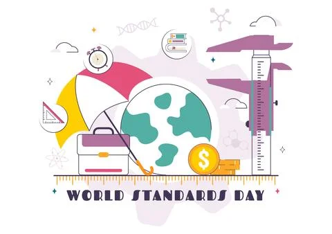 World Standards Day Vector Illustration on October 14 featuring a Globe, St.. 스톡 일러스트