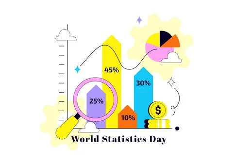 World Statistics Day Illustration Featuring Data Analysis, Statistical Repo.. Stock Illustration
