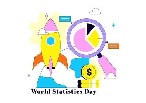 World Statistics Day Illustration Featuring Data Analysis, Statistical Repo.. Stock Illustration