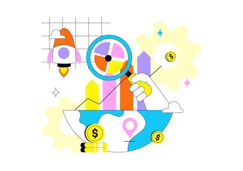 World Statistics Day Illustration Featuring Data Analysis, Statistical Repo.. Stock Illustration