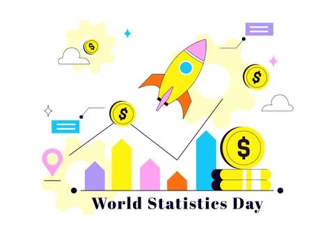 World Statistics Day Illustration Featuring Data Analysis, Statistical Repo.. Stock Illustration