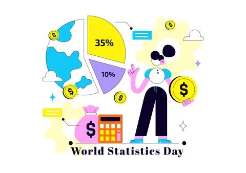 World Statistics Day Illustration Featuring Data Analysis, Statistical Repo.. Stock Illustration