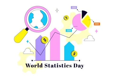 World Statistics Day Illustration Featuring Data Analysis, Statistical Repo.. Stock Illustration