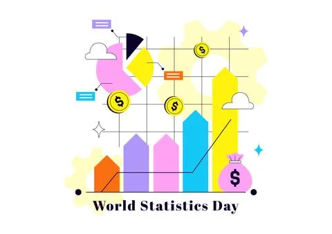 World Statistics Day Illustration Featuring Data Analysis, Statistical Repo.. Stock Illustration