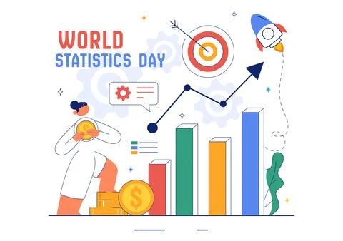 World Statistics Day Vector Illustration Featuring Data Calculation for Soc.. Stock Illustration