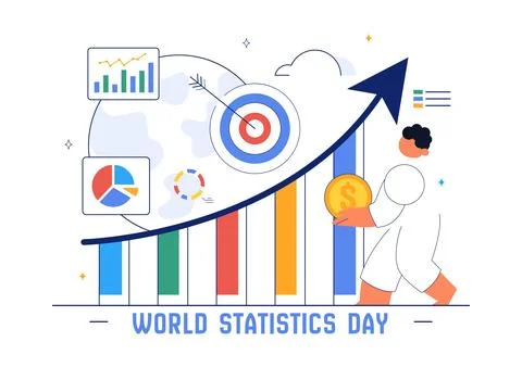 World Statistics Day Vector Illustration Featuring Data Calculation for Soc.. Stock Illustration