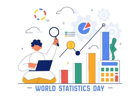 World Statistics Day Vector Illustration Featuring Data Calculation for Soc.. Illustrazione stock