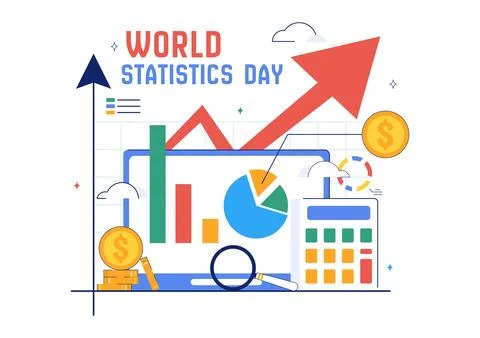 World Statistics Day Vector Illustration Featuring Data Calculation for Soc.. Stock Illustration