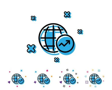 World Statistics line icon. Chart sign. Illustrazione stock