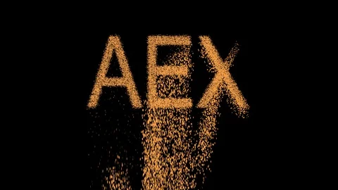 World stock index AEX appears from the sand, then crumbles. Alpha channel Stock Footage 90459227