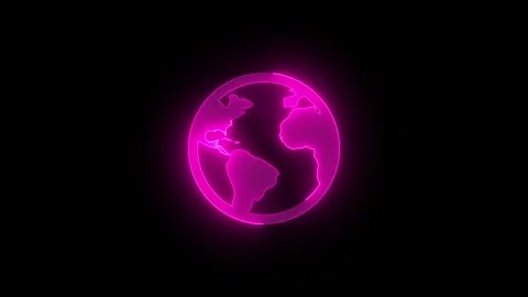 World stroke icon glowing neon animation Stock Footage 289526010