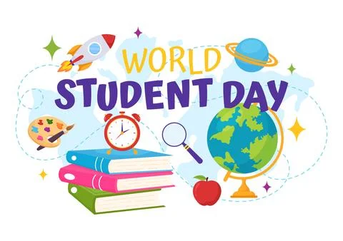 World Students Day Vector Illustration on October 15 with Student, Book, Gl.. Stock Illustration